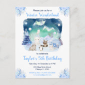 Northern Lights Arctic Animals Birthday Briefkaart (Voorkant)