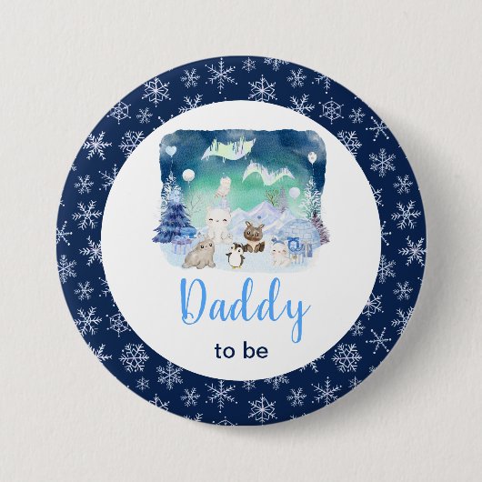 Northern Lights Arctic Animals Daddy To Be Ronde Button 7,6 Cm (Voorkant)