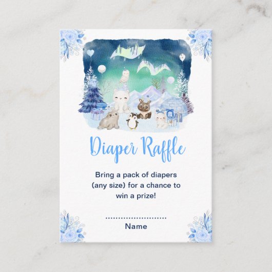 Northern Lights Arctic Animals Diaper Raffle Informatiekaartje (Voorkant)