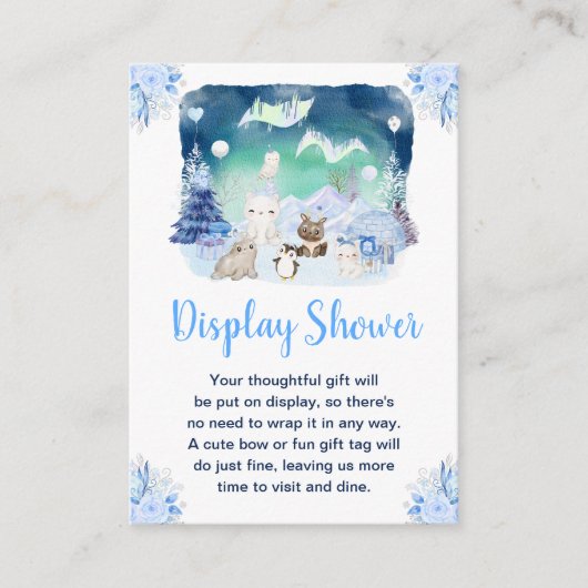 Northern Lights Arctic Animals Display Shower Informatiekaartje (Voorkant)