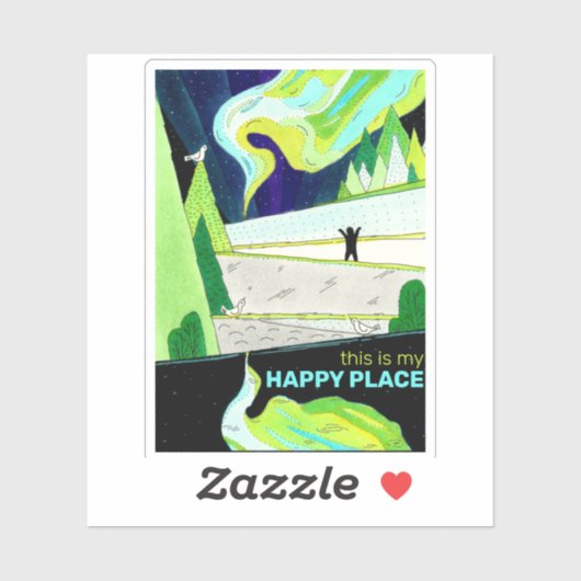 Northern Lights Art Dit is mijn Happy Place Sticker (Vel)