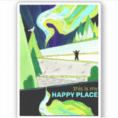 Northern Lights Art Dit is mijn Happy Place Sticker (Voorkant)