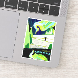 Northern Lights Art Dit is mijn Happy Place Sticker