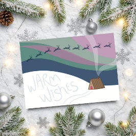 Northern Lights at the A-Frame Folded Holiday Card Kaart
