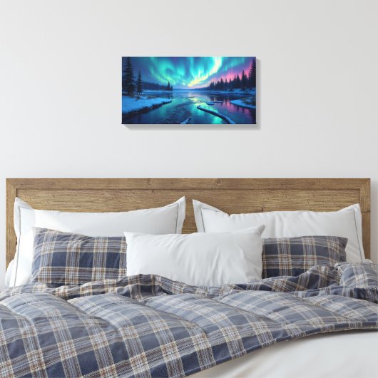 Northern Lights Aurora Borealis Canvas Afdruk (Insitu (Slaapkamer))