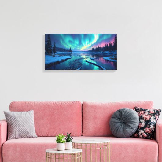 Northern Lights Aurora Borealis Canvas Afdruk (Insitu (Woonkamer))