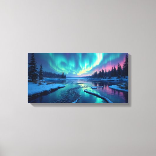 Northern Lights Aurora Borealis Canvas Afdruk (Voorkant)
