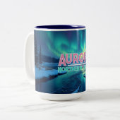 Northern Lights Aurora Borealis Tweekleurige Koffiemok (Voorkant links)
