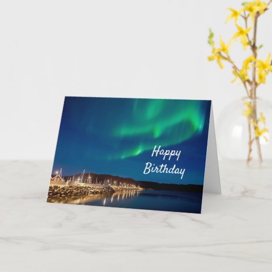 Northern Lights Birthday Kaart (Gele Bloem)