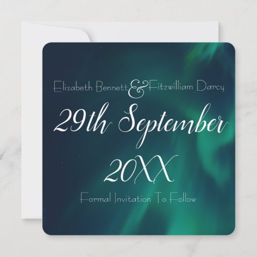 Northern Lights Bruiloft Bewaar de datum Save The Date (Achterkant)