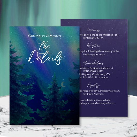 Northern Lights Forest Details Enclosure Card RSVP Kaartje