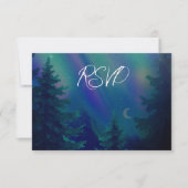 Northern Lights Forest Magical Moment Wedding  RSVP Kaartje (Voorkant)