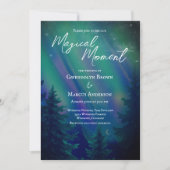 Northern Lights Forest  QR Code Wedding Kaart (Voorkant)