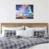 Northern Lights Jetty Canvas Afdruk (Insitu (Slaapkamer))