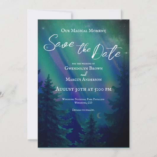 Northern Lights Magical Moment Save the Date (Voorkant)