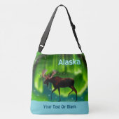 Northern Lights Moose - Alaska Crossbody Tas (Achterkant)