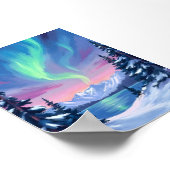 Northern Lights | Mountains Winter Watercolor Poster (Hoek)