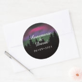 Northern Lights Mountaintop Sterren Wedding Favori Ronde Sticker (Envelop)