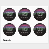Northern Lights Mountaintop Sterren Wedding Favori Ronde Sticker (Vel)