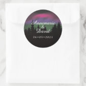 Northern Lights Mountaintop Sterren Wedding Favori Ronde Sticker (Tas)
