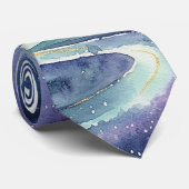 Northern Lights Night Sky Romantic Landscape Stropdas (Opgerold)