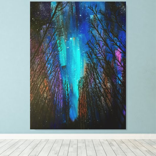 Northern Lights Painting Canvas Afdruk (Insitu (Houten vloer))