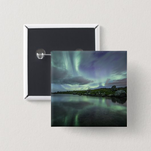 Northern Lights Sky Vierkante Button 5,1 Cm (Voorkant /achterkant)