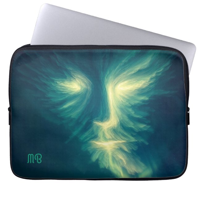 Northern Lights Spirit Face Cosmic Sky Art Laptop Sleeve (Voorkant)