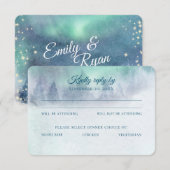 Northern Lights Starry Sky Wedding Response Kaart (Voorkant / Achterkant)