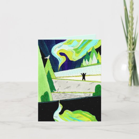 Northern Lights Tekening Blank Kaart (Voorkant)