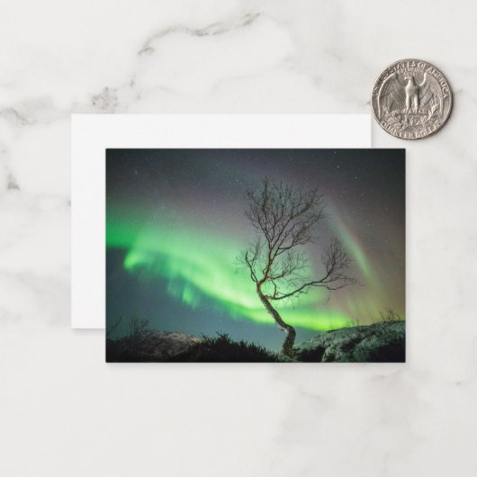 Northern Lights Tree Kaart Notitiekaartje (Voorkant / Achterkant in situ)