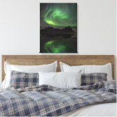 Northern Lights Vestrahorn Beach Hofn, Iceland Canvas Afdruk (Insitu (Slaapkamer))