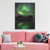 Northern Lights Vestrahorn Beach Hofn, Iceland Canvas Afdruk (Insitu (Woonkamer))