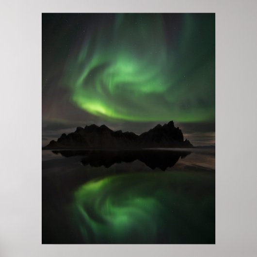 Northern Lights Vestrahorn Beach Hofn, Iceland Poster (Voorkant)