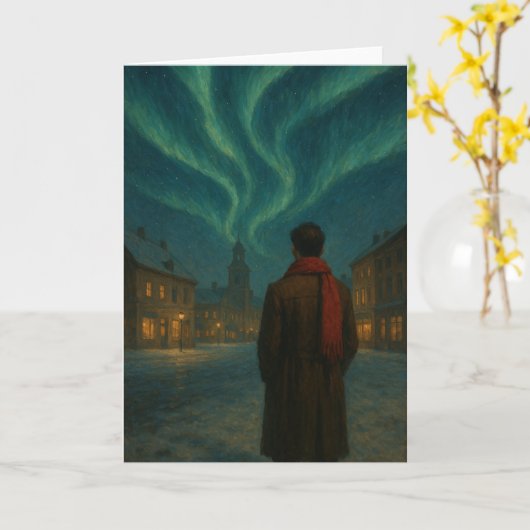 Northern Lights Viewing Christmas Kaart (Gele Bloem)