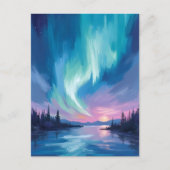Northern Lights Winter Watercolor Briefkaart (Voorkant)