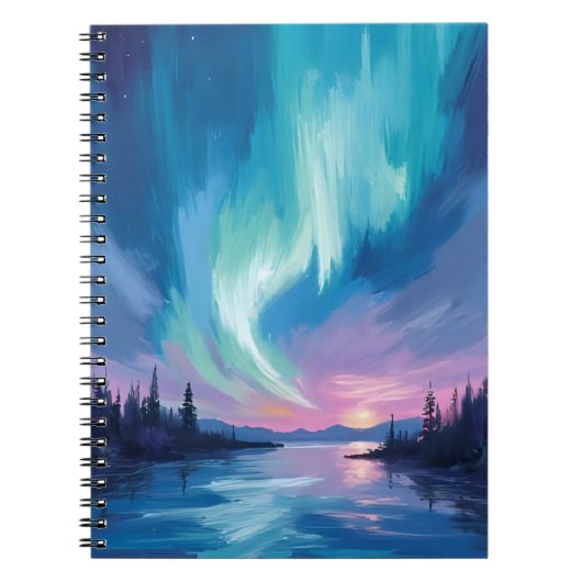 Northern Lights Winter Watercolor Notitieboek (Voorkant)