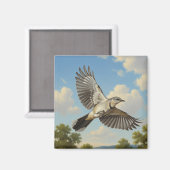 Northern Mockingbird in flight Magneet (Voorkant / Achterkant)