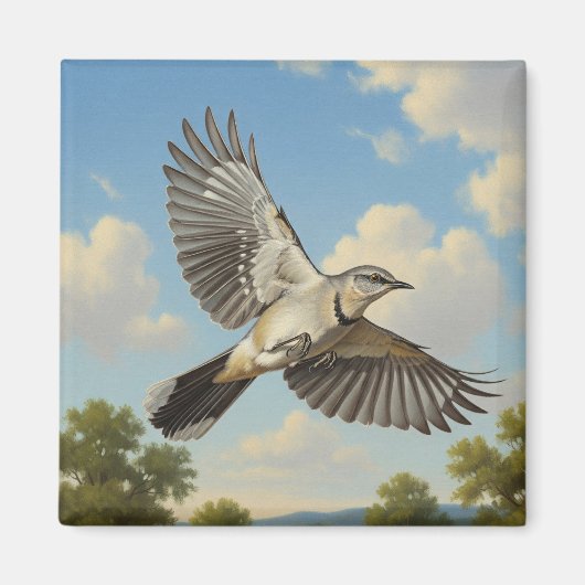 Northern Mockingbird in flight Magneet (Voorkant)