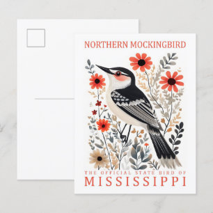 Northern Mockingbird Vogel van Mississippi Reizen Briefkaart