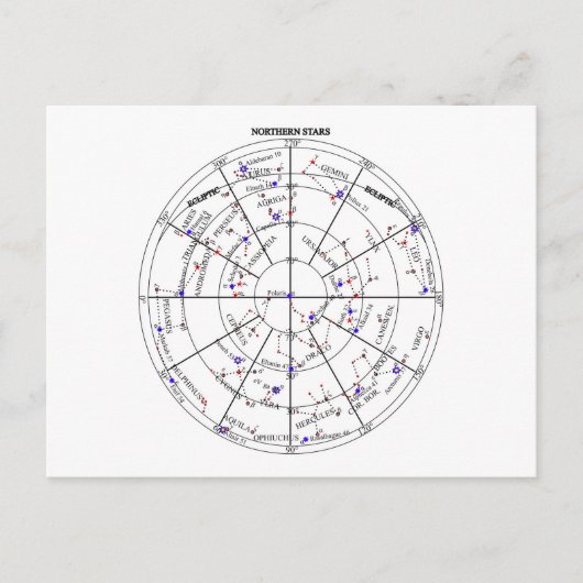 Northern North Stars Star Navigational Astronomy Briefkaart (Voorkant)