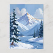 Northern Peaks | Winter Mountain Landscape Painted Briefkaart (Voorkant)