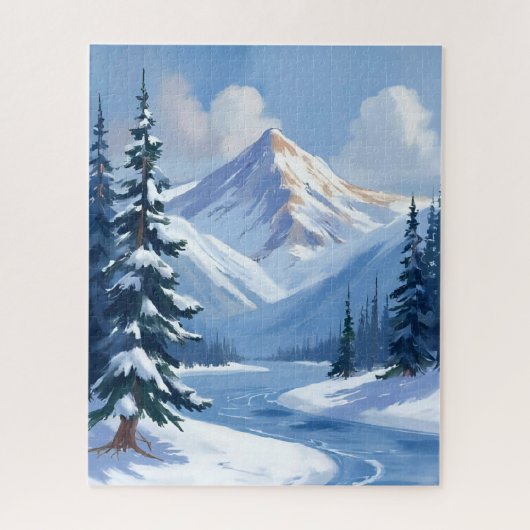 Northern Peaks | Winter Mountain Landscape Painted Legpuzzel (Verticaal)