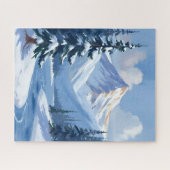 Northern Peaks | Winter Mountain Landscape Painted Legpuzzel (Horizontaal)
