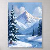 Northern Peaks | Winter Mountain Landscape Painted Poster (Voorkant)
