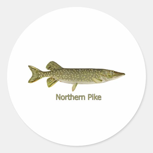 Northern Pike Art (titel) Ronde Sticker (Voorkant)