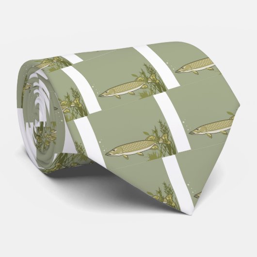 Northern Pike Vector Stropdas (Opgerold)