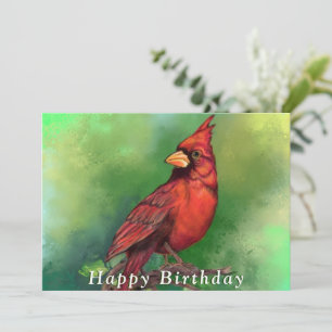 Northern Red Cardinaal Bird Happy Birthday Kaart
