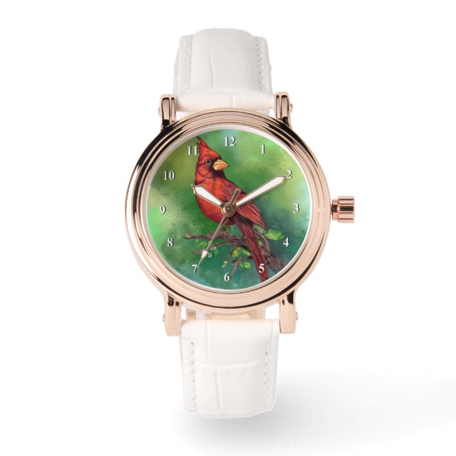 Northern Red Cardinal Watch Horloge (Voorkant)
