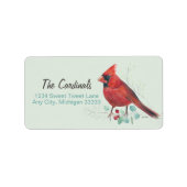 Northern Red Cardinal Waterverf Art Etiket (Voorkant)